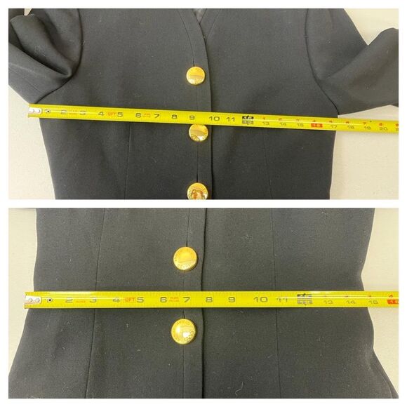 VINTAGE 80s Genny Black Blazer Skirt Suit Set Sz 6 2piece Monochrome Office CEO - Picture 10 of 15